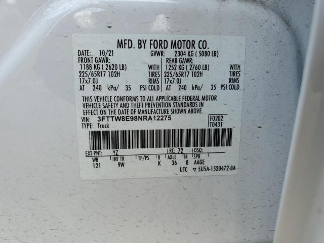 3FTTW8E98NRA12275 Ford Maverick Xl