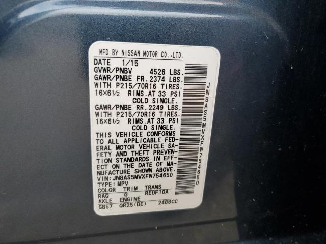 JN8AS5MVXFW754650 Nissan Rogue Select S