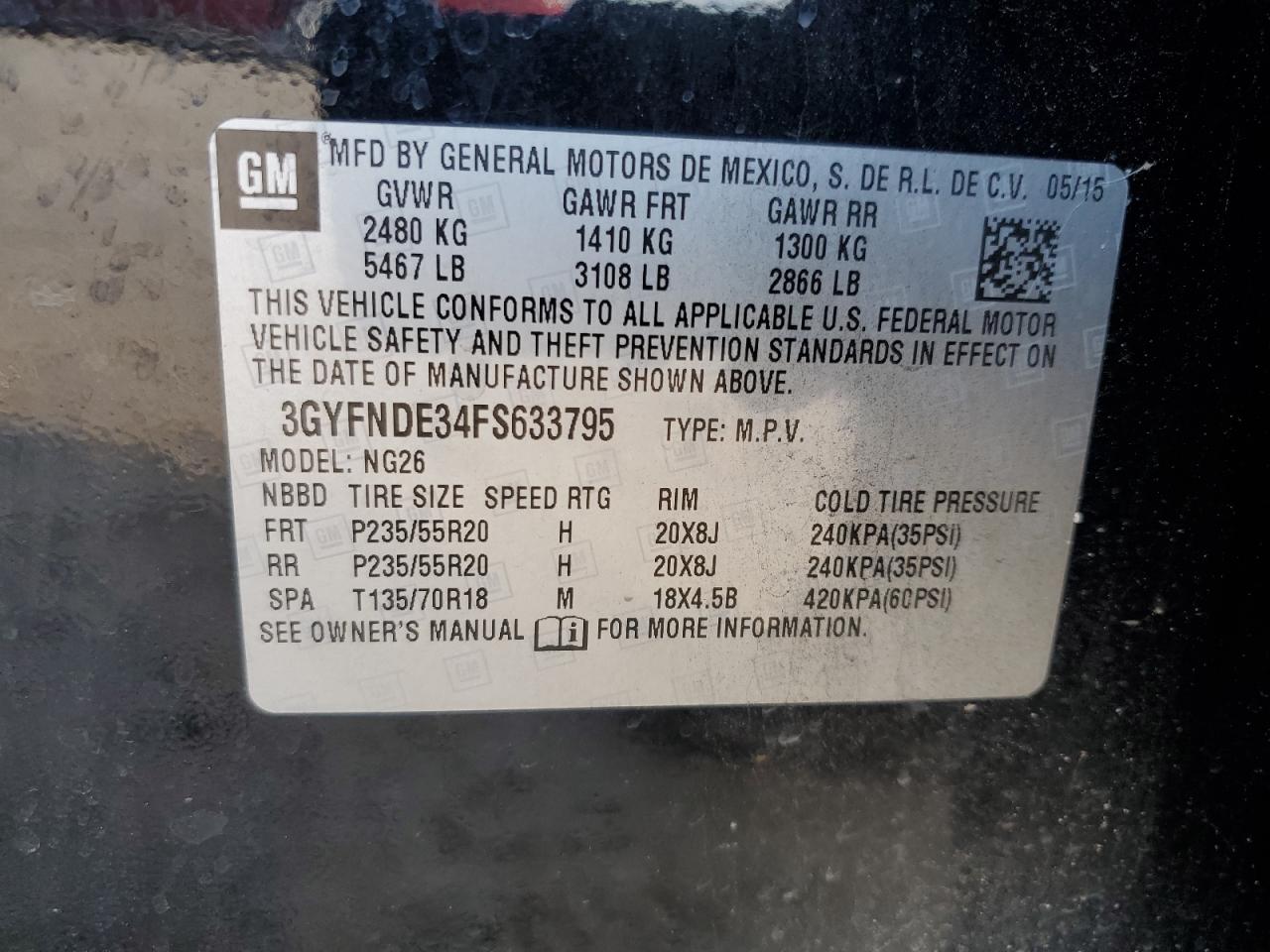 Lot #2192403356 2015 CADILLAC SRX PREMIU