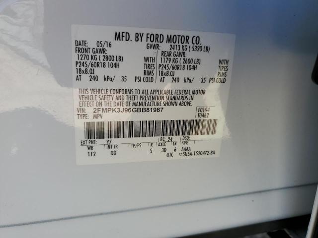 2FMPK3J96GBB81987 Ford EDGE SEL