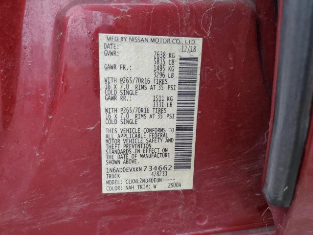 1N6AD0EVXKN734662 Nissan FRONTIER S