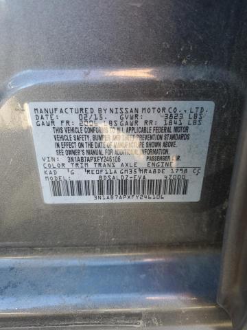 2015 NISSAN SENTRA S 3N1AB7APXFY246106