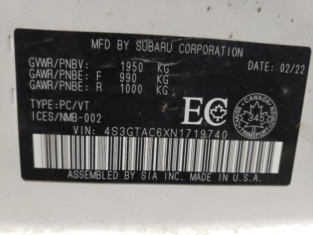 2022 SUBARU IMPREZA TO 4S3GTAC6XN1719740