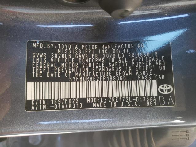 5YFBURHE2FP199360 Toyota COROLLA L