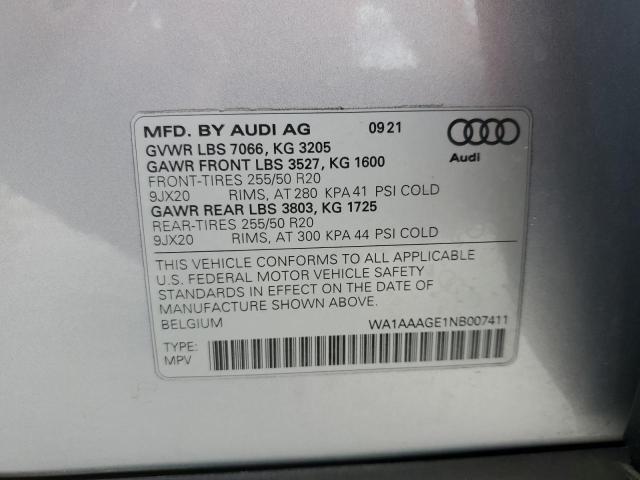 WA1AAAGE1NB007411 Audi E-Tron PRE 10