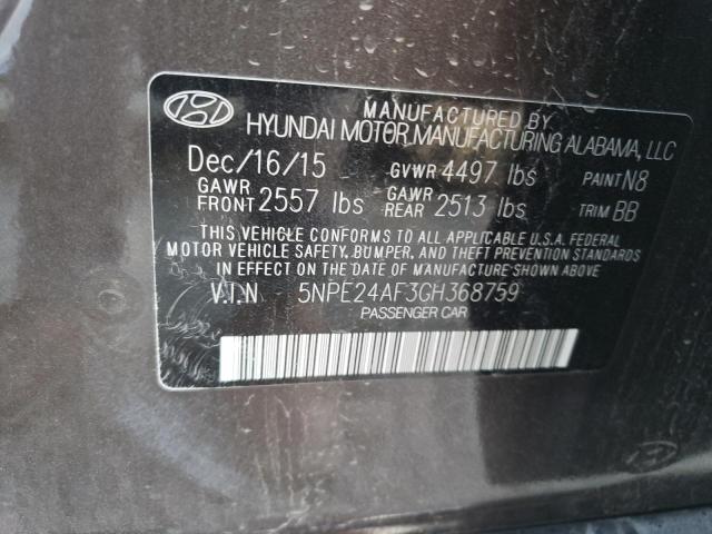 5NPE24AF3GH368759 Hyundai SONATA SE