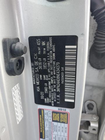 3KPA24AD8NE434379 KIA RIO LX