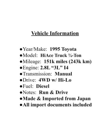 1995 Toyota Hiace VIN: LY1510001160 Lot: 73242243