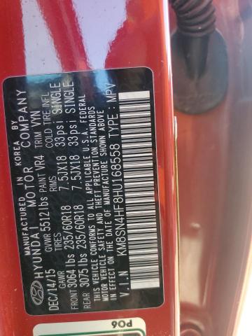 2017 HYUNDAI SANTA FE S - KM8SN4HF8HU168558