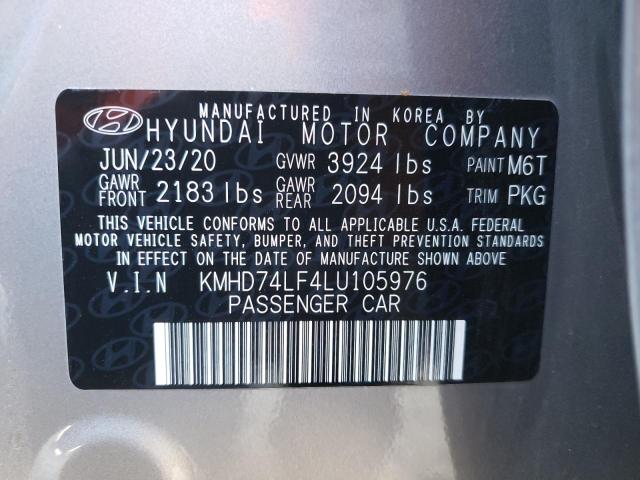 VIN KMHD74LF4LU105976 2020 HYUNDAI ELANTRA no.12