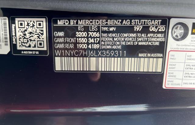 VIN W1NYC7HJ6LX359311 2020 Mercedes-Benz G-Class, 6... no.10