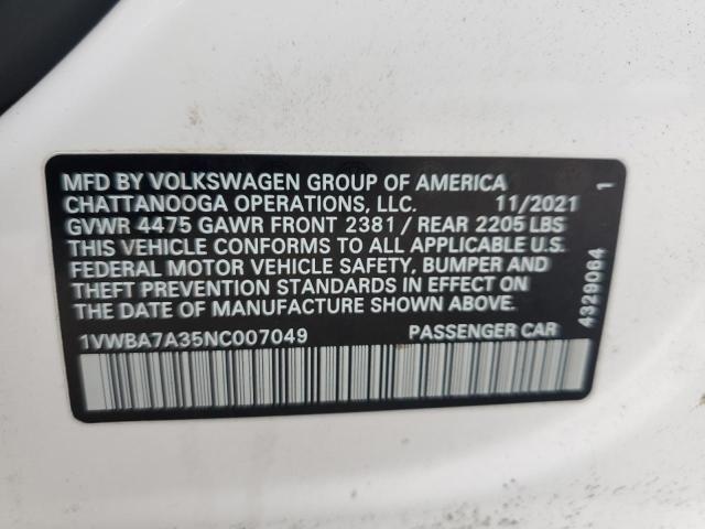 2022 VOLKSWAGEN PASSAT LIM 1VWBA7A35NC007049