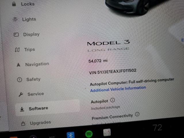 5YJ3E1EAXJF011502 | 2018 TESLA MODEL 3