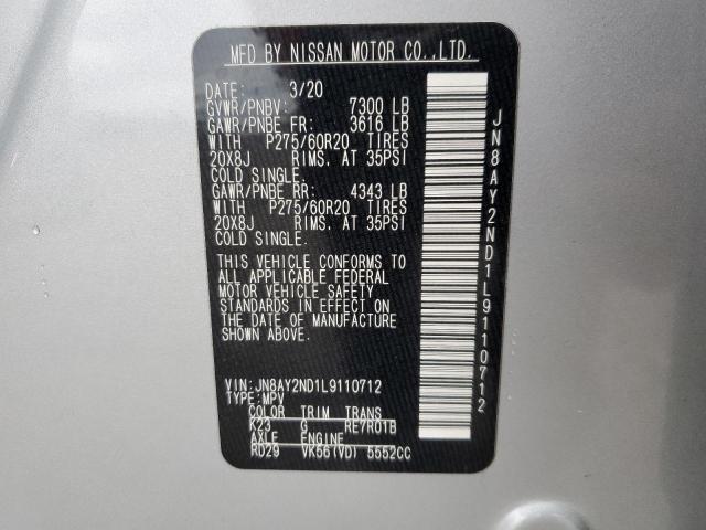 JN8AY2ND1L9110712 Nissan ARMADA SV