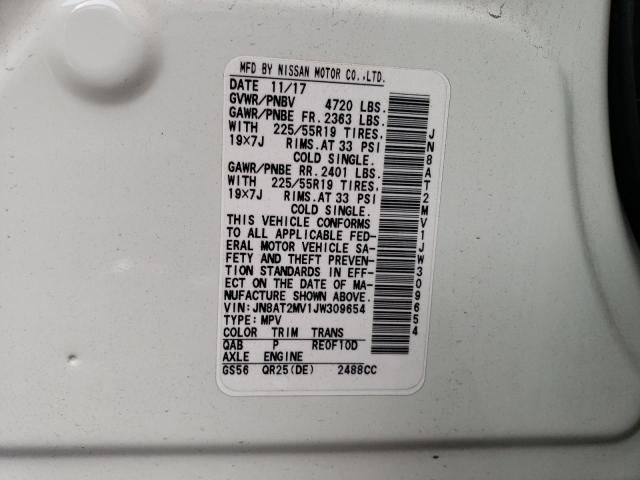 JN8AT2MV1JW309654 Nissan ROGUE S