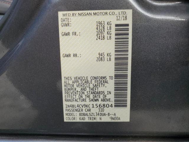 1N4BL4CV9KC156804 Nissan ALTIMA SR