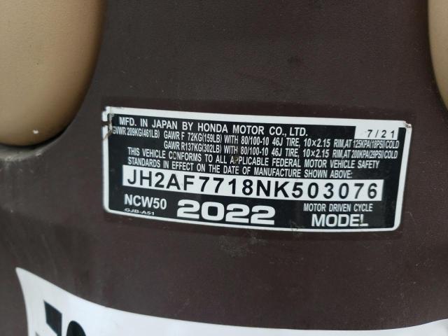 2022 HONDA NCW50 JH2AF7718NK503076