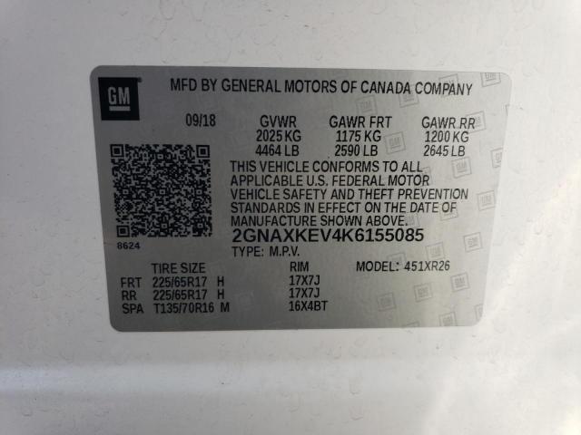 2GNAXKEV4K6155085 Chevrolet EQUINOX LT