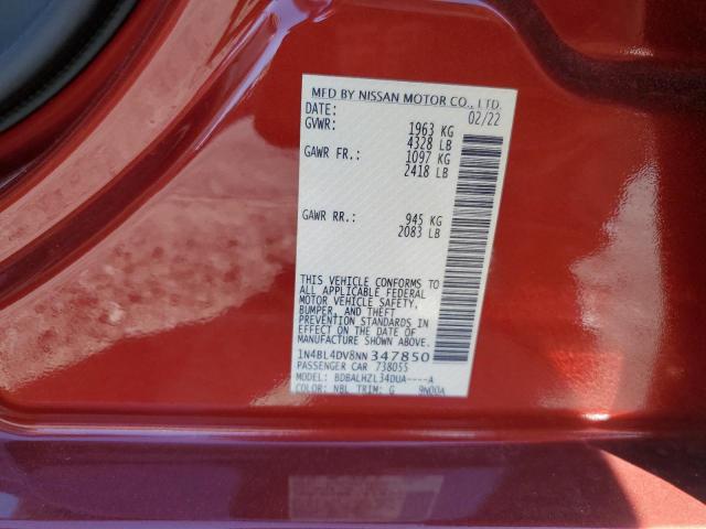 1N4BL4DV8NN347850 Nissan ALTIMA SV