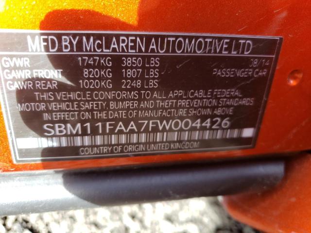 2015 MCLAREN AUTOMOTIVE 650S SPIDE SBM11FAA7FW004426