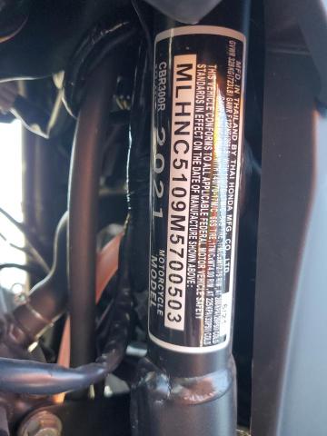 2021 HONDA CBR300 R MLHNC5109M5700503