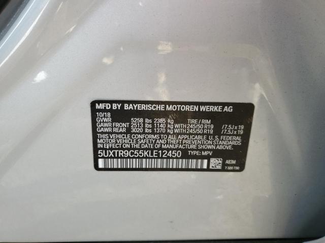 5UXTR9C55KLE12450 2019 BMW X3, photo no. 12