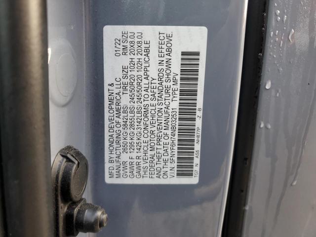 2022 HONDA PILOT BLAC - 5FNYF6H74NB032531