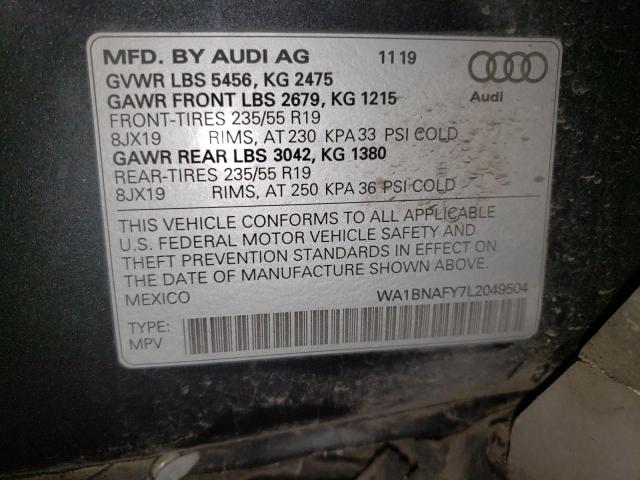Lot #2443630745 2020 AUDI Q5 PREMIUM salvage car