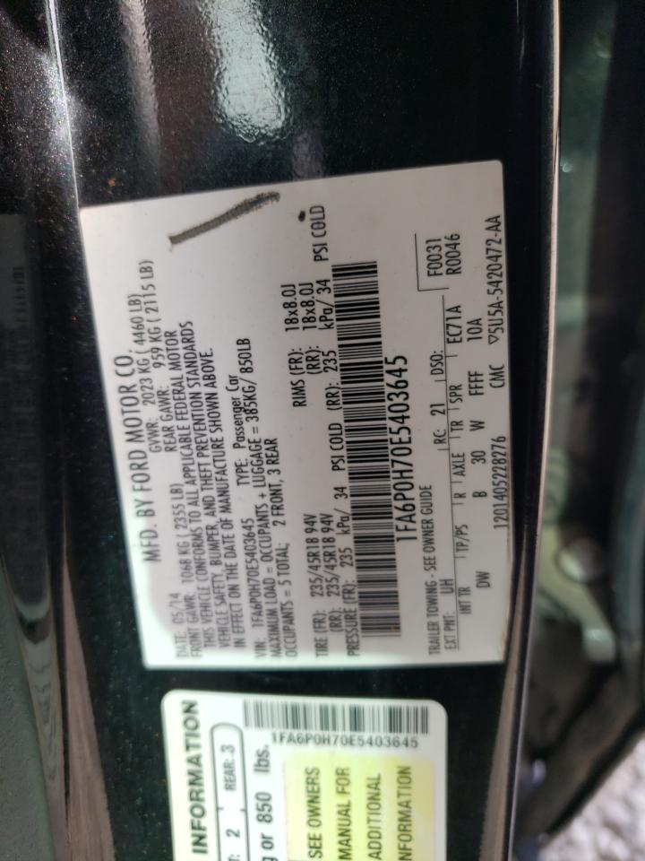 2014 Ford Fusion Se vin: 1FA6P0H70E5403645