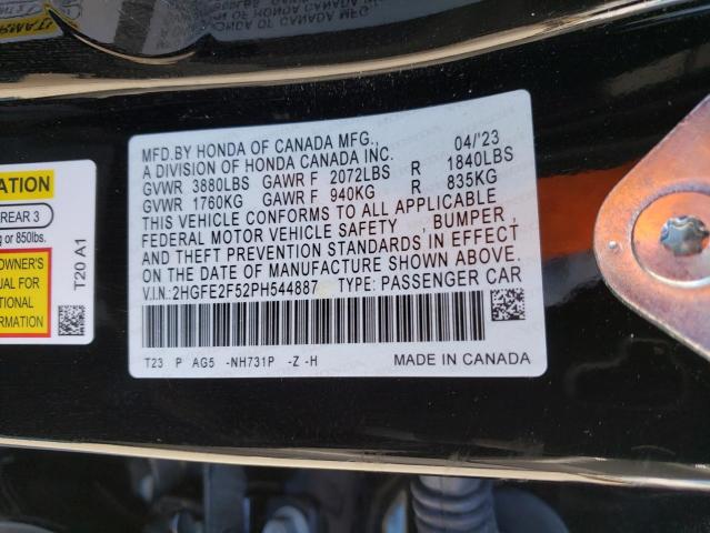 2HGFE2F52PH544887 Honda Civic Sport