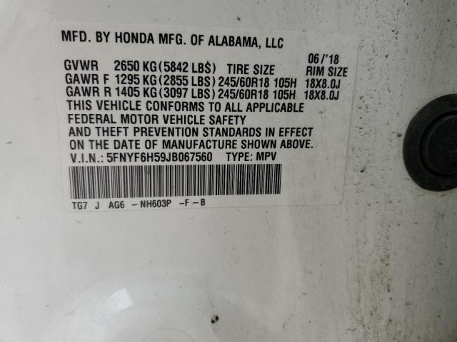 5FNYF6H59JB067560 | 2018 HONDA PILOT EXL