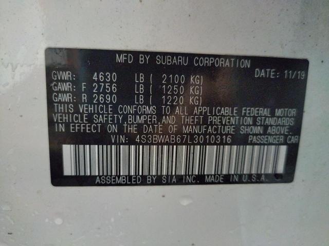 2020 SUBARU LEGACY 4S3BWAB67L3010316