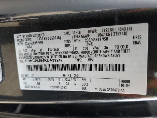 1FMCU9J94KUA39247 | 2019 FORD ESCAPE TIT