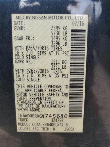 1N6AD0ERXGN745686 Nissan FRONTIER S