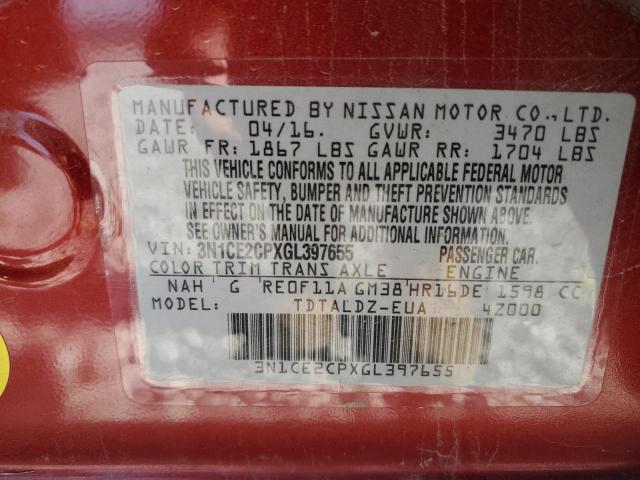 3N1CE2CPXGL397655 Nissan Versa Note S