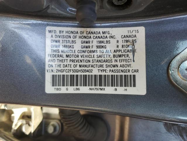 2HGFC2F50GH509402 Honda Civic Lx