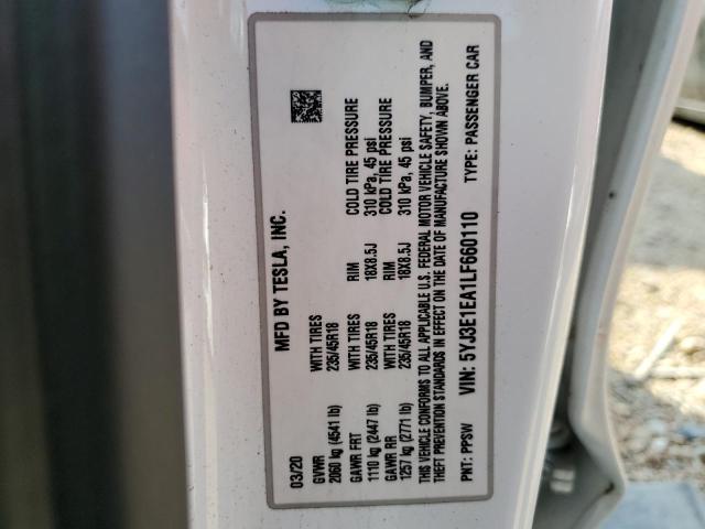 2020 TESLA MODEL 3 - 5YJ3E1EA1LF660110