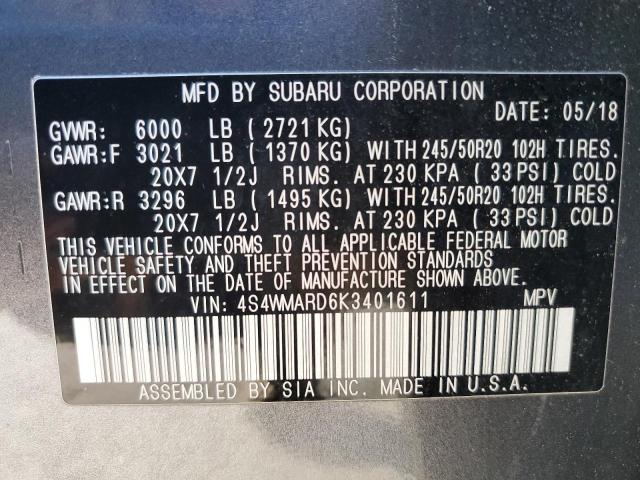 4S4WMARD6K3401611 Subaru Ascent Touring