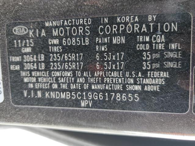 KNDMB5C19G6178655 KIA SEDONA LX