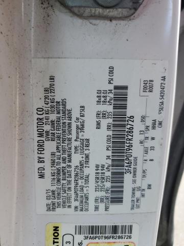 3FA6P0T96FR286726 | 2015 FORD FUSION SE