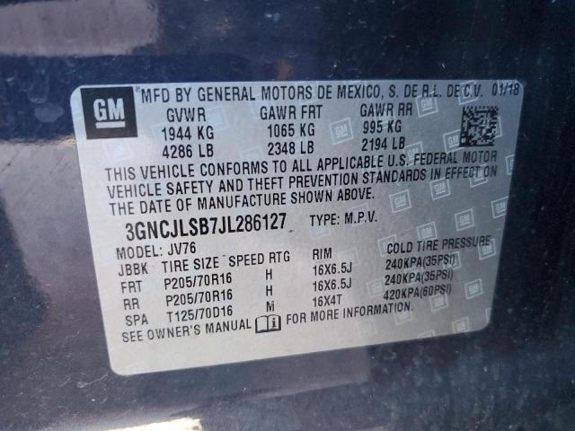 2018 CHEVROLET TRAX 1LT - 3GNCJLSB7JL286127
