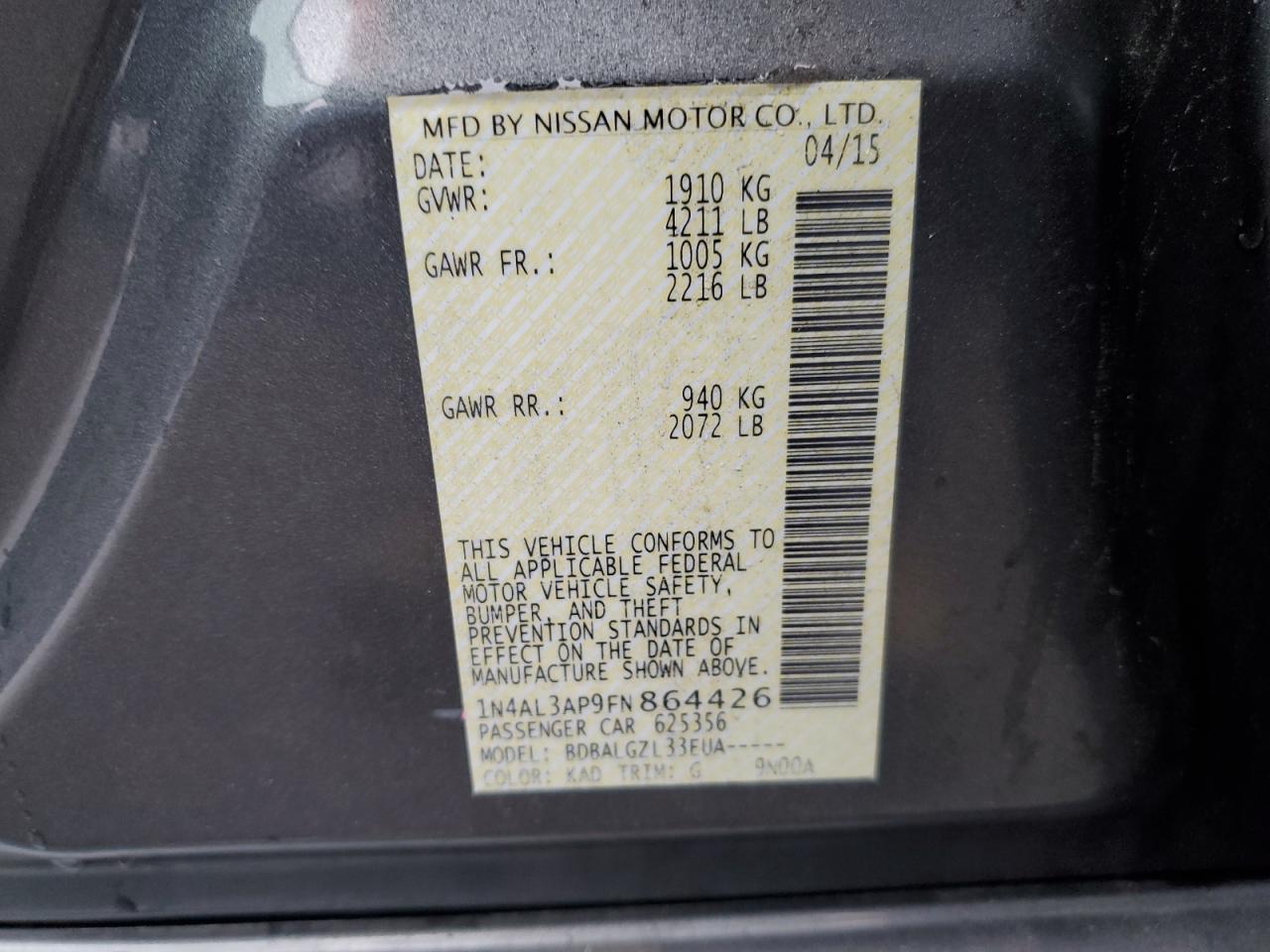 1N4AL3AP9FN864426 2015 Nissan Altima 2.5 1N4AL3AP9FN864426 2015 Nissan Altima 2.5