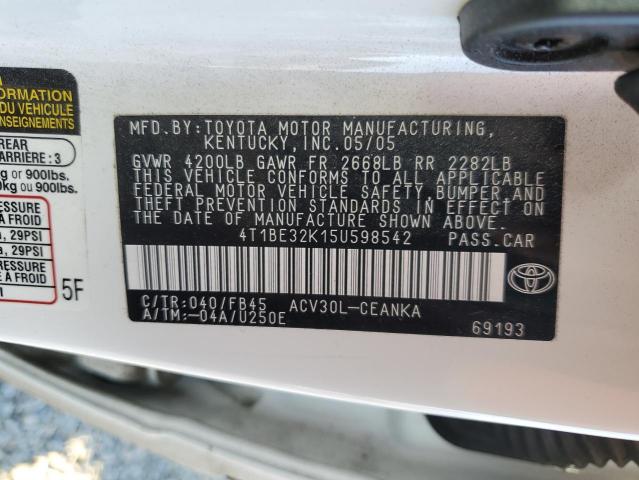 4T1BE32K15U598542 2005 Toyota Camry Le