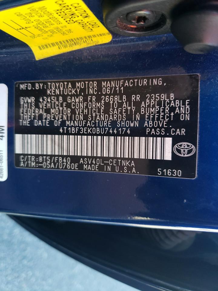 4T1BF3EK0BU744174 2011 Toyota Camry Base 4T1BF3EK0BU744174 2011 Toyota Camry Base