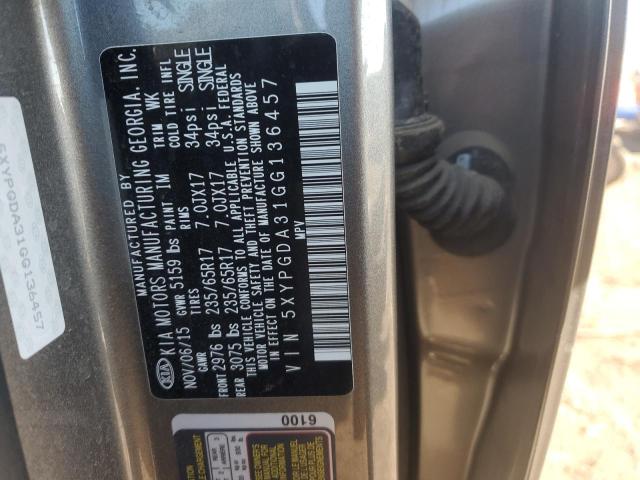 5XYPGDA31GG136457 KIA SORENTO LX