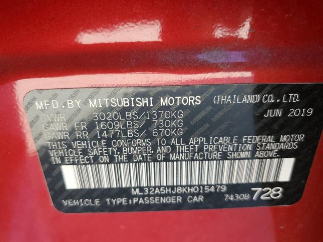 2019 MITSUBISHI MIRAGE LE ML32A5HJ8KH015479
