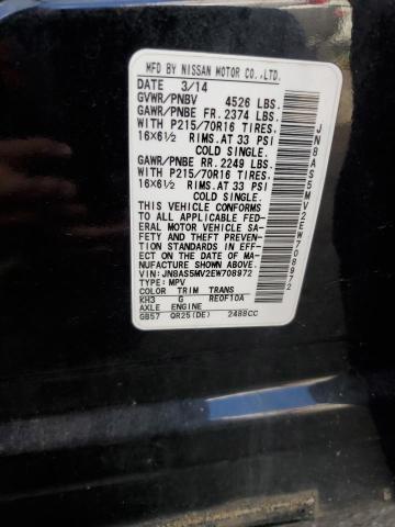 JN8AS5MV2EW708972 Nissan Rogue Select S