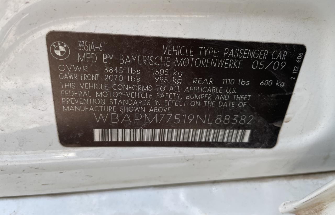 WBAPM77519NL88382 2009 BMW 335 I
