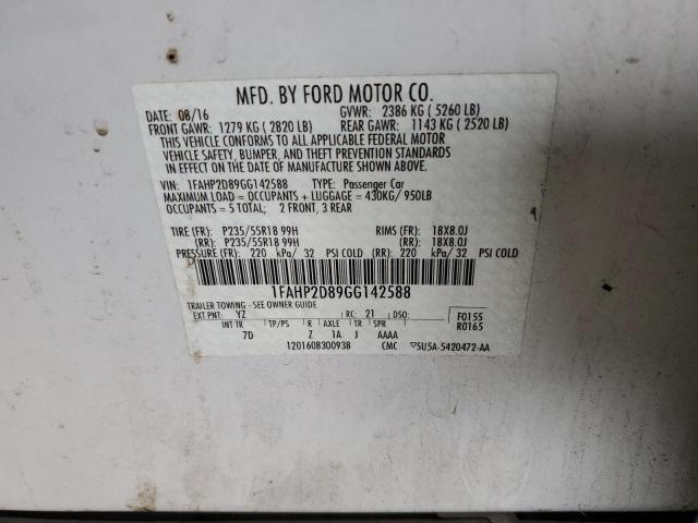 1FAHP2D89GG142588 Ford TAURUS SE