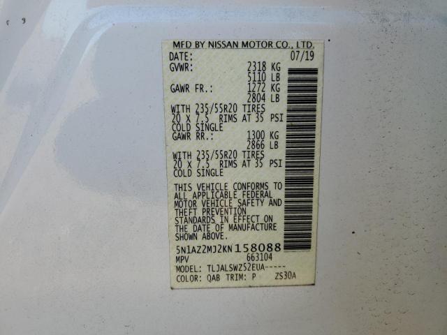 5N1AZ2MJ2KN158088 Nissan MURANO S